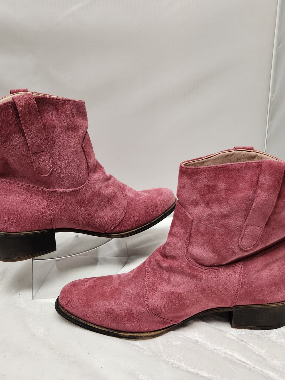 Suede Ankle Booties in Dusty Rose